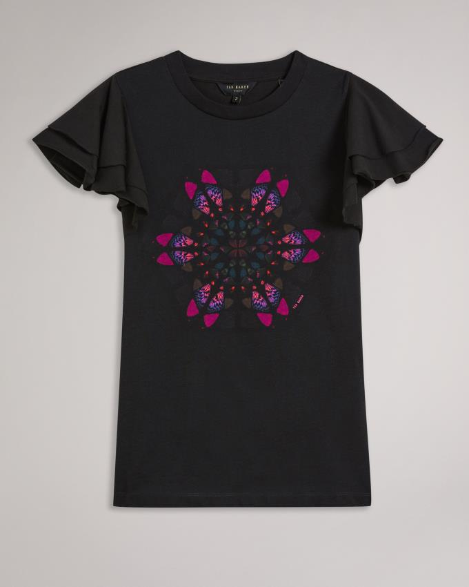 T-Shirt Ted Baker Kaleidoscope Graphic Noir Femme | MUL-55132066